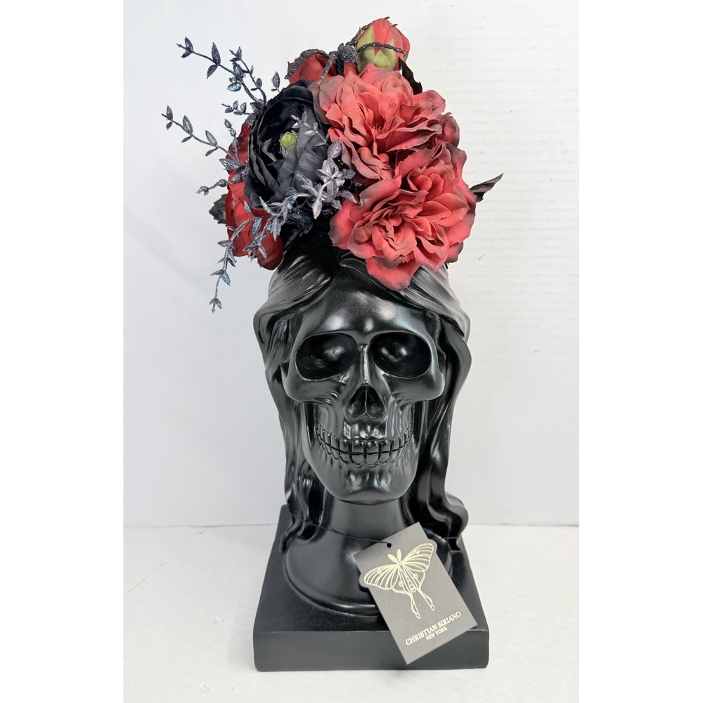 Christian Siriano New York Halloween Skull Bust Red Black Roses NWT Gothic